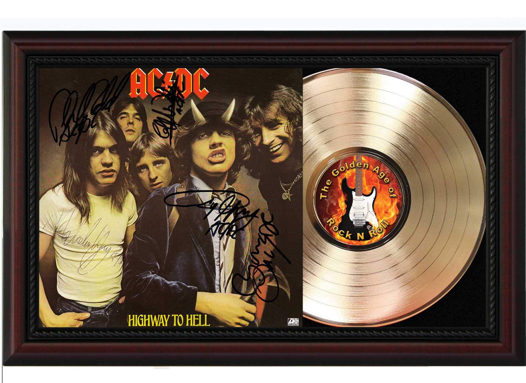 ACDC Highway To Hell Cherrywood Framed LP Record Signature Display